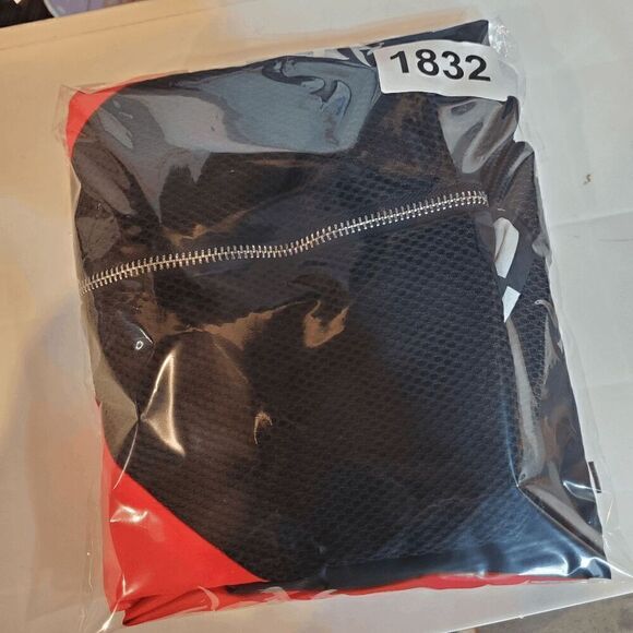 FOREVER 21 Jacket Womens Medium Black Red Check Mesh Windbreaker Hood 1/4 Zip - Picture 11 of 11